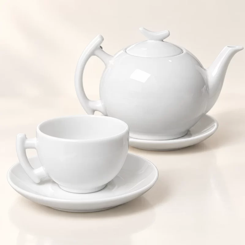 Chi tiết chén, quai và men trắng của Dáng bưởi cành, thân tròn thấp