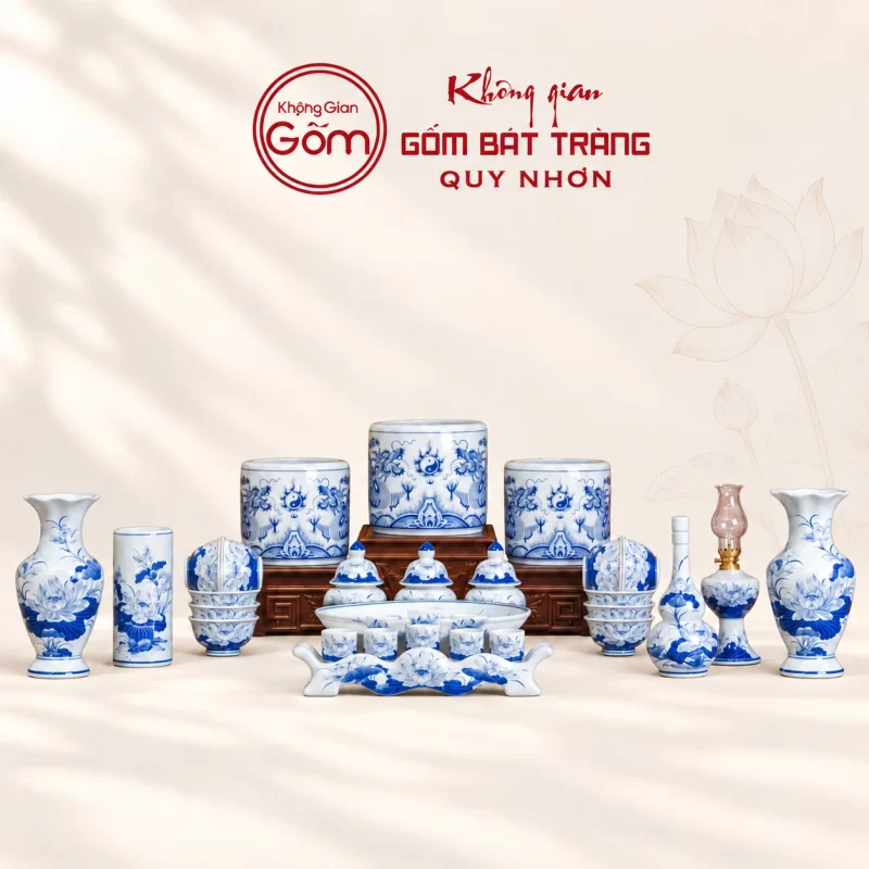 Bộ đồ thờ men lam ngọc