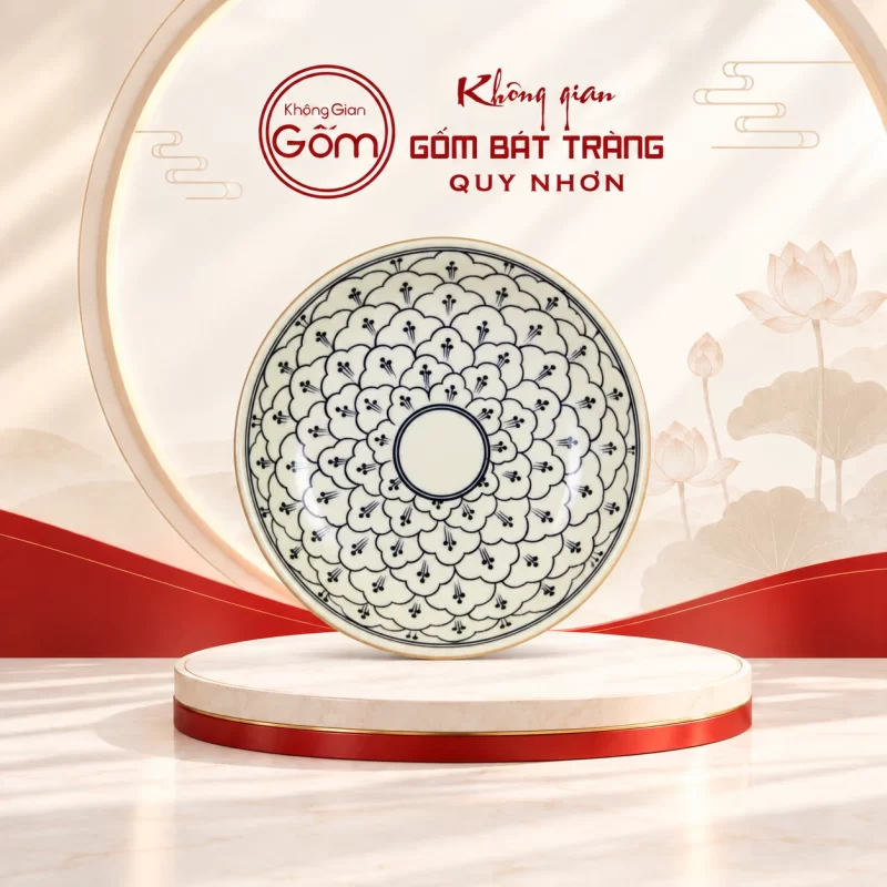 Đĩa tròn cánh hoa xanh